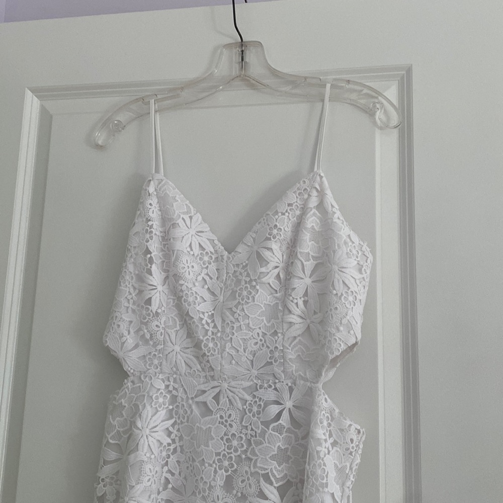 Guess white eyelet cutout sleeveless dress
